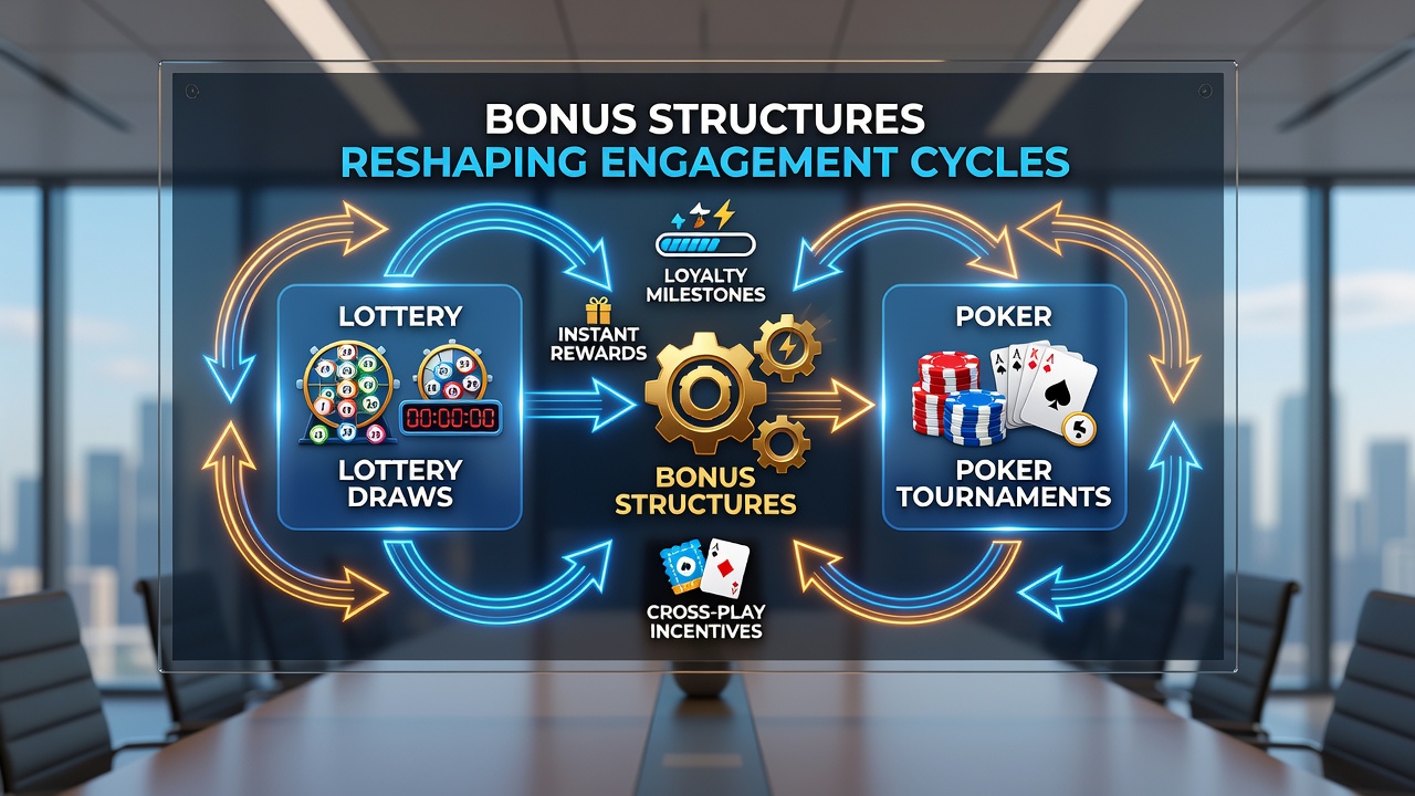 Chart displaying engagement cycle changes between lottery and poker platforms under bonus incentives