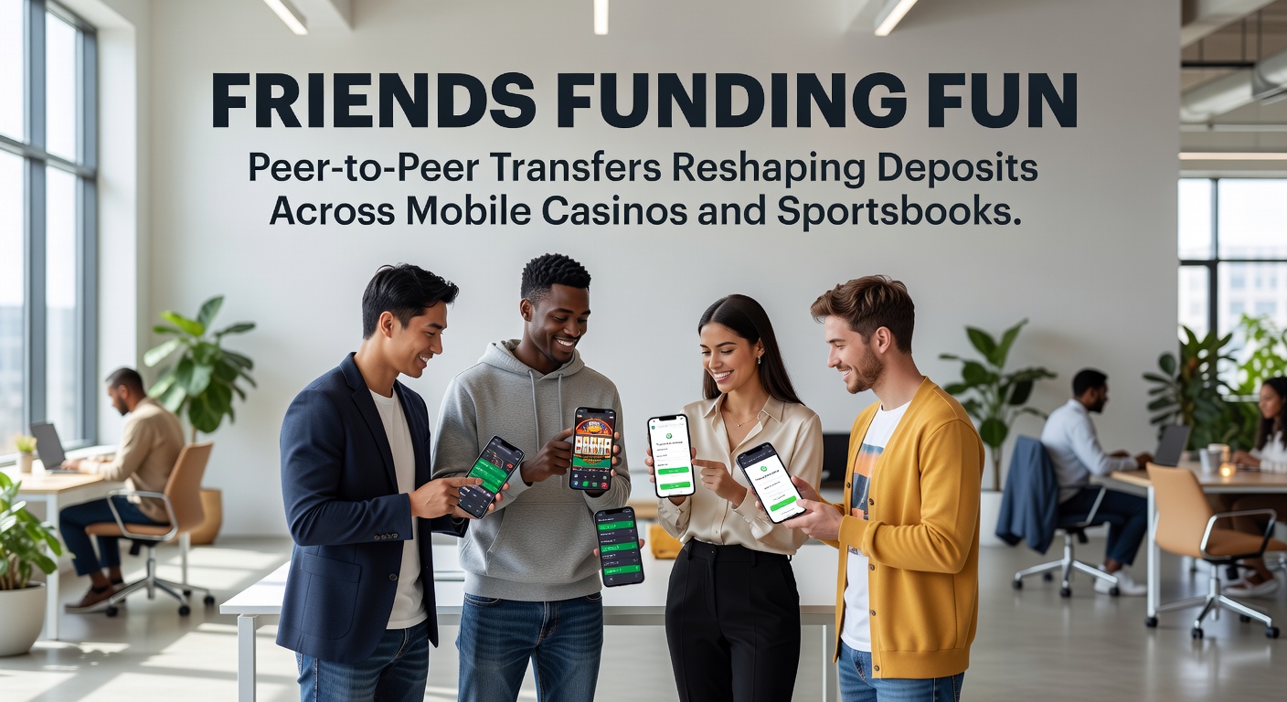 Smartphone screen showing peer-to-peer transfer app integrated with a mobile sportsbook, highlighting quick fund sharing between friends for betting