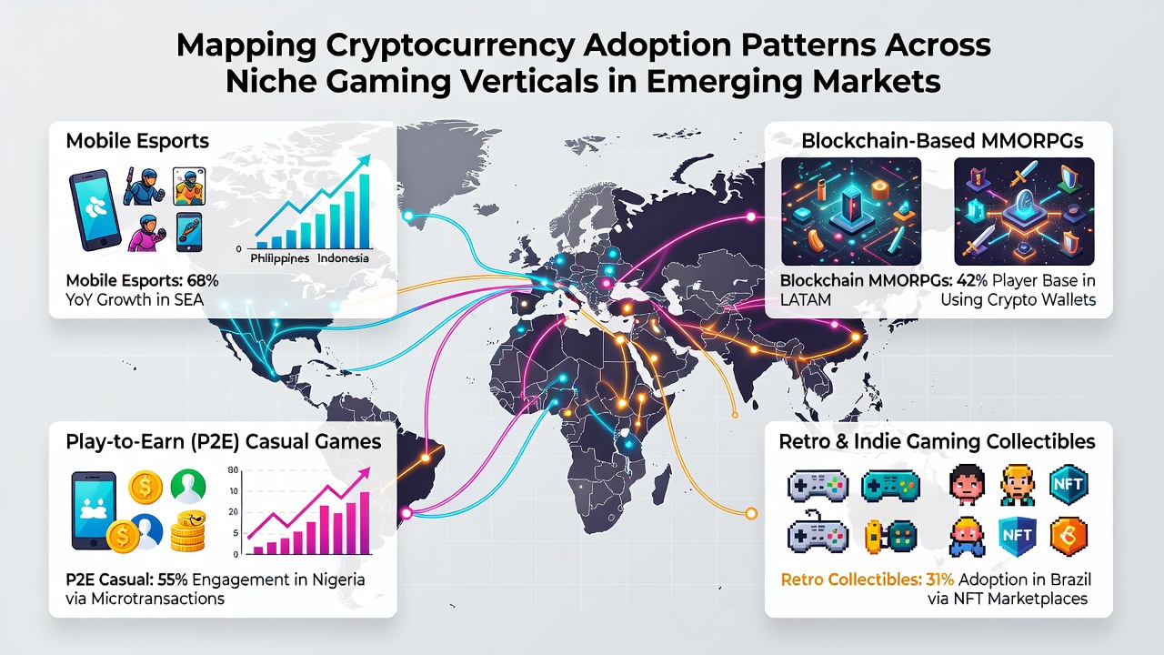 Infographic displaying transaction volume trends between crypto wallets and niche gaming apps in developing economies