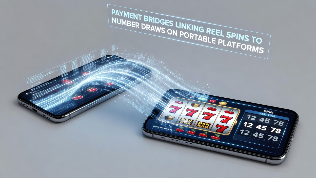 Diagram of mobile wallet integration linking slot gameplay to lottery ticket purchases
