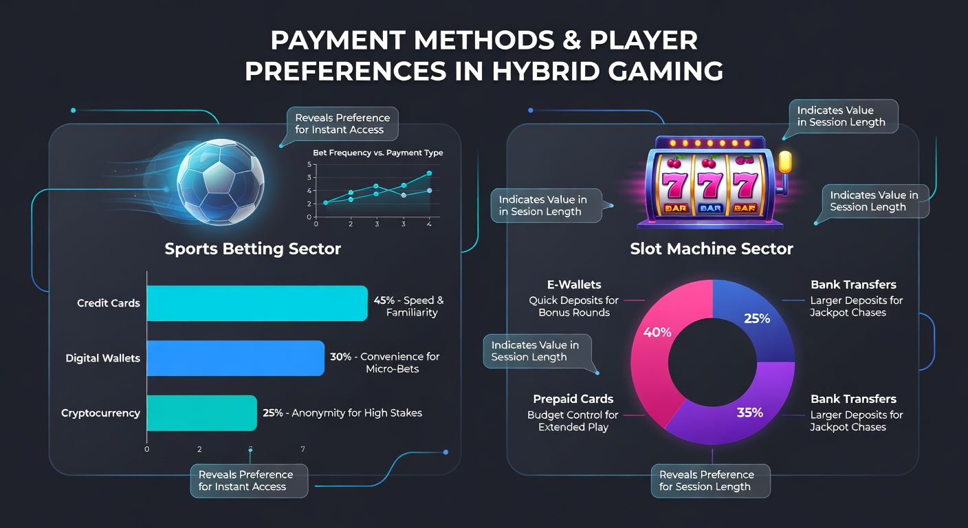 Infographic showing payment method statistics for hybrid betting and slots in 2026