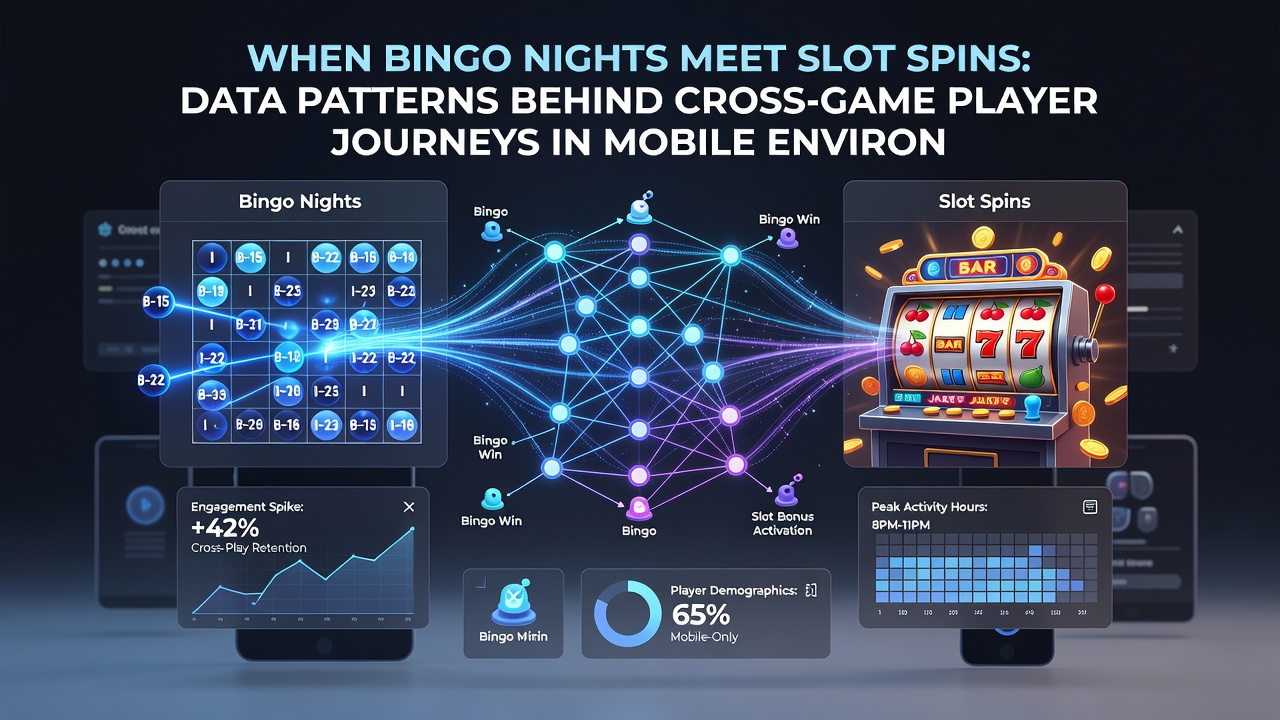 Analytics dashboard displaying cross-game player journey statistics and mobile session flows